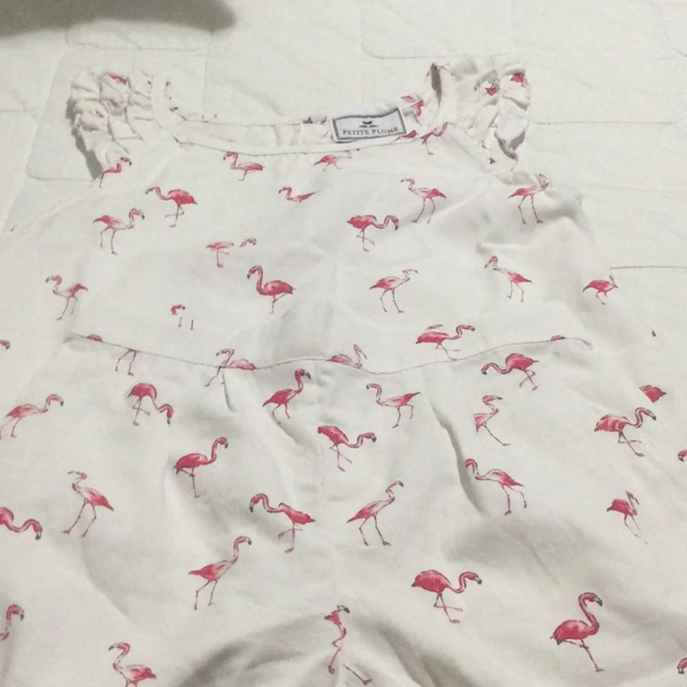 Petite Plume Kids Flamingo Pajama Set - White and Pink - Picture 2 of 3